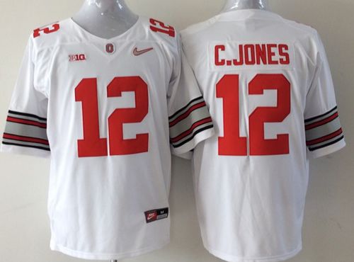 Buckeyes #12 Cardale Jones White Stitched Youth NCAA Jersey